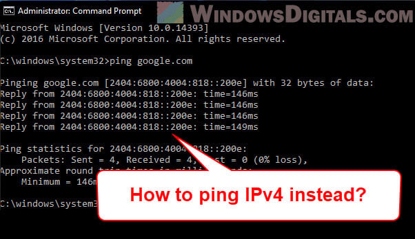 Ping IPv4 Address Instead of IPv6 in Windows 11 CMD