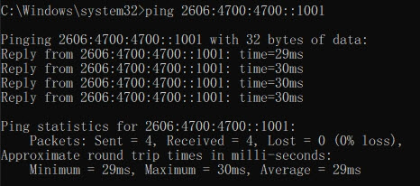 Ping IPv6 Example