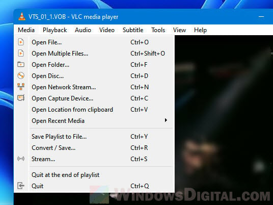 Play VOB file using VLC on Windows 11