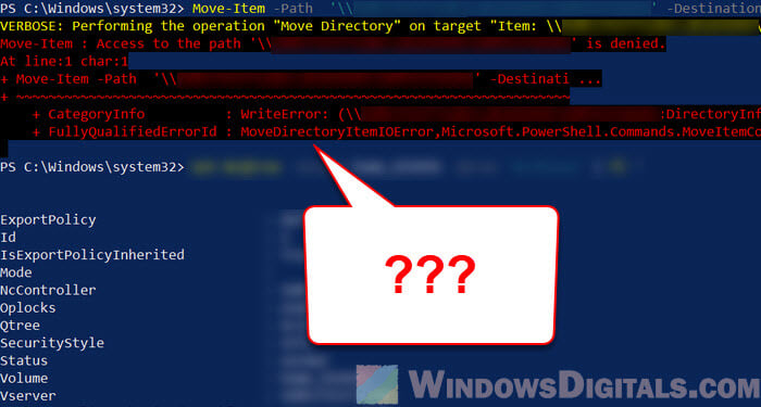 PowerShell Access to the path is denied