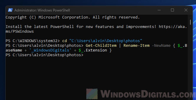 PowerShell Add suffix to multiple filenames