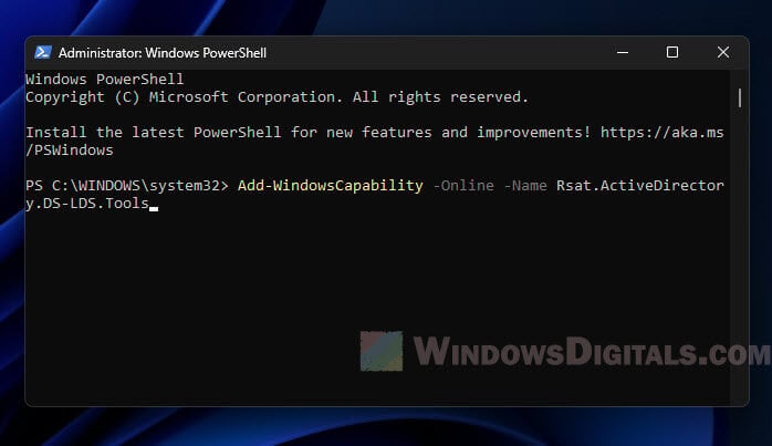 PowerShell Install Active Directory Users and Computers in Windows 11 10