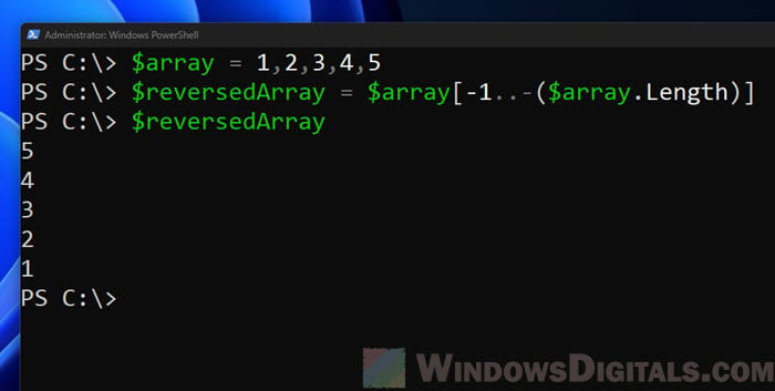 PowerShell reverse array pipeline
