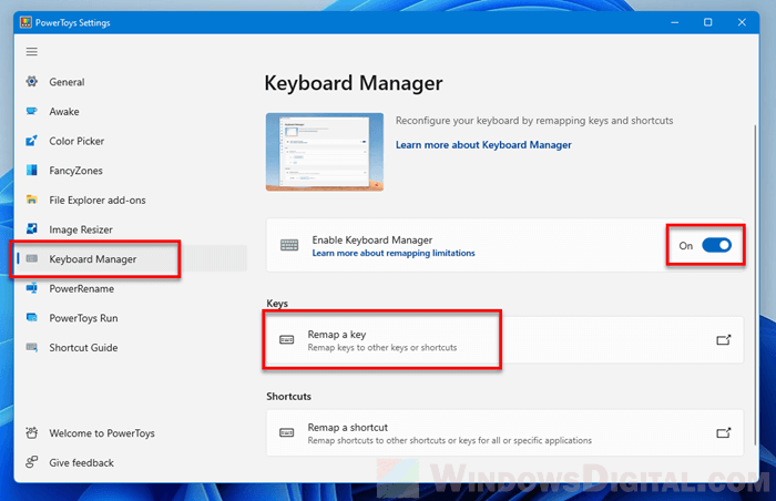 PowerToys keyboard manager
