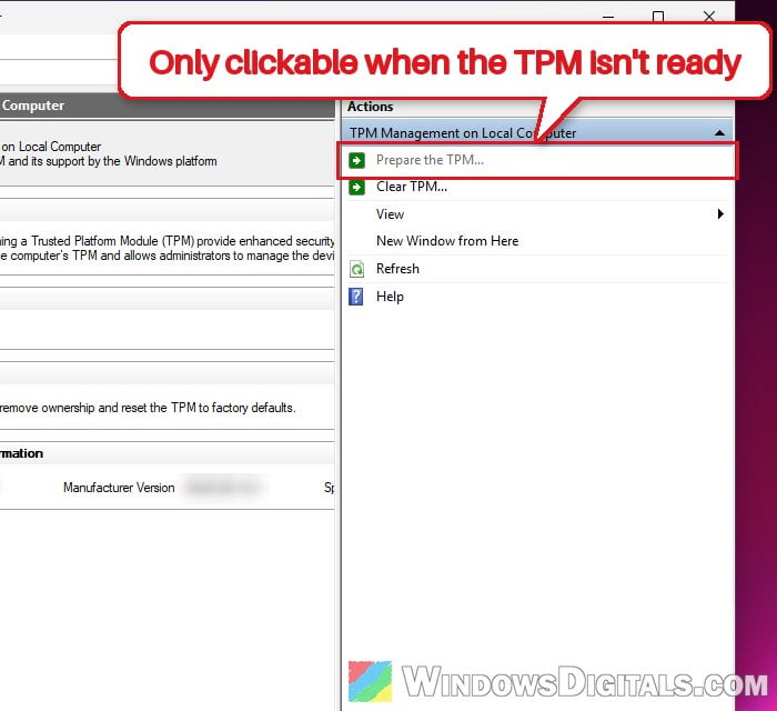 Prepare the TPM in TPM Management Windows 11