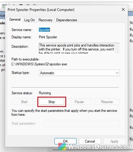 Print Spooler service Services Windows 11