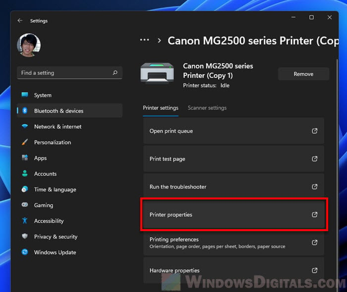 Printer Properties Windows 11