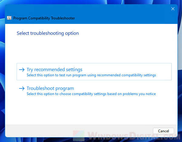 Program Compatibility Troubleshooter Windows 11