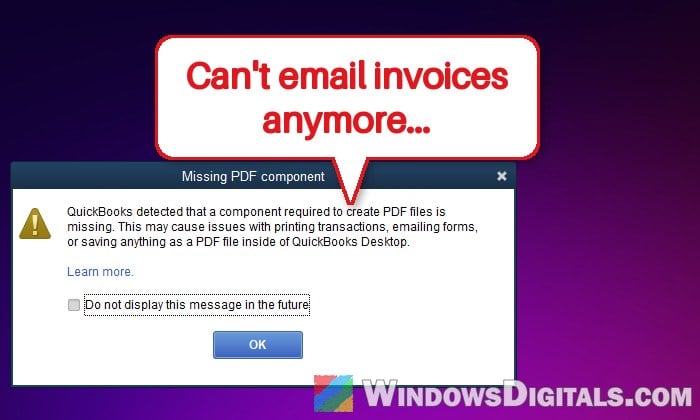 QuickBooks "Missing PDF component" Error on Windows 11
