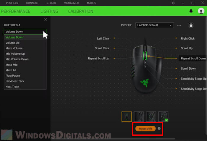 Razer Hypershift on Mouse