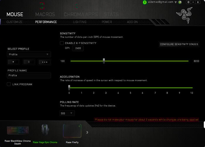 Razer Synapse Mouse DPI