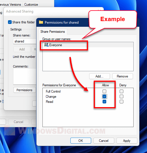 Read and Write permission for Everyone user Windows 11 10