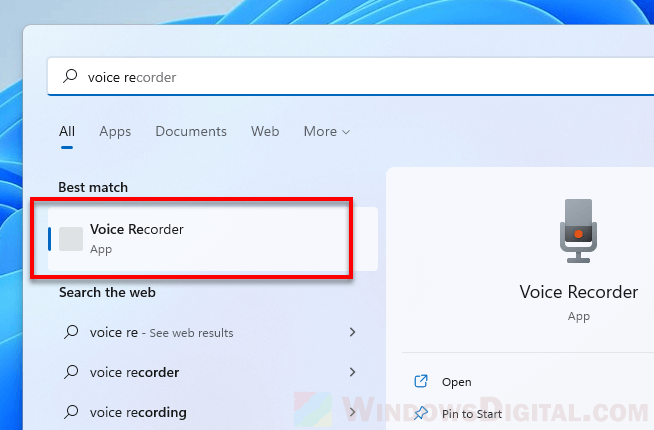 Record voice from Microphone in Windows 11