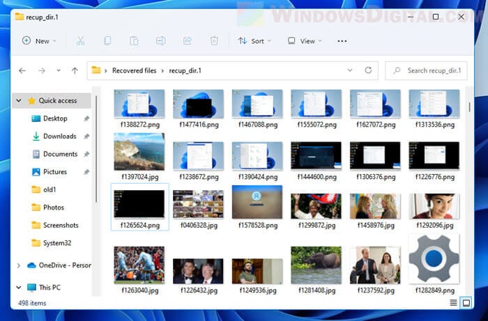 Recovered deleted photos and images Windows 11