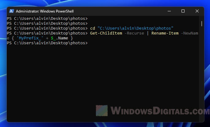 Recursive renaming in Windows 11 10 PowerShell
