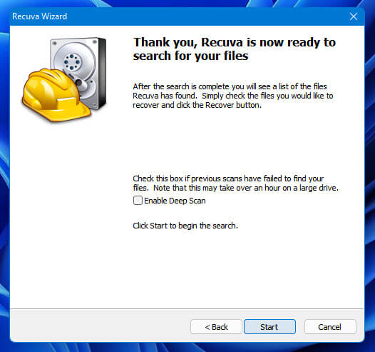 Recuva Deep Scan