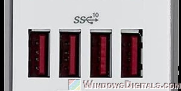 Red USB Ports SS10 meaning