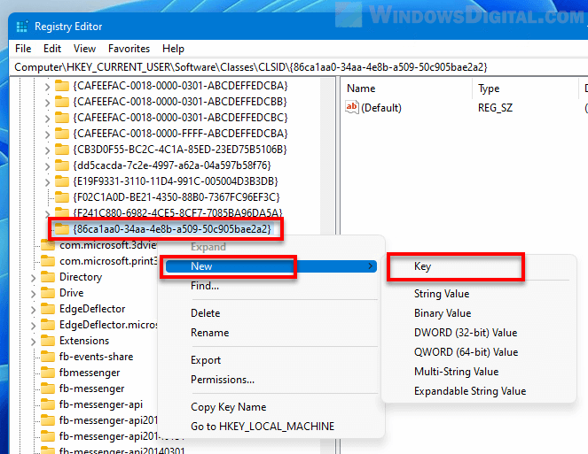 Registry Editor Right-click menu Windows 11