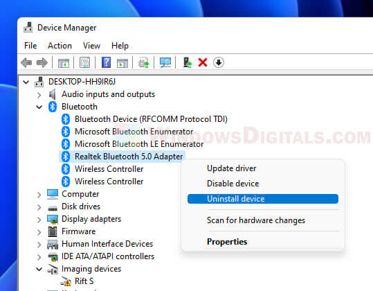 Reinstall Bluetooth driver Windows 11