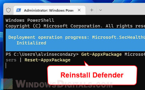 Reinstall Windows Defender Fix