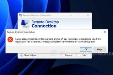 Remote Desktop A user account restriction time-of-day restriction preventing logging in