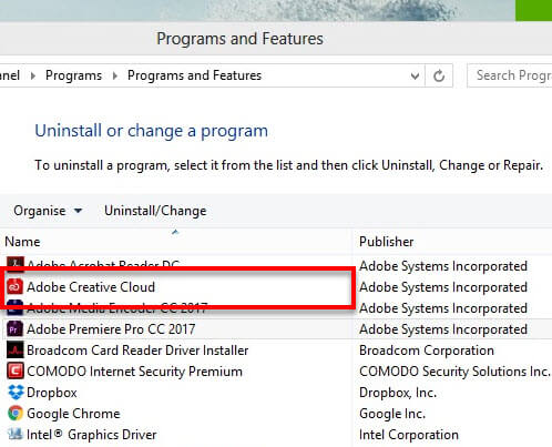 Remove Adobe Creative Cloud