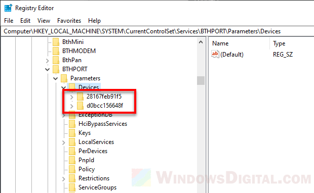 Remove Bluetooth devices in Registry Windows 11 10