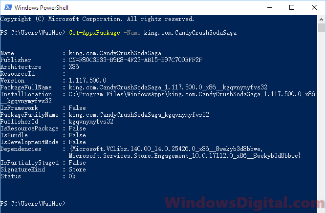 Remove Candy Crush Soda Saga from Windows 10 powershell