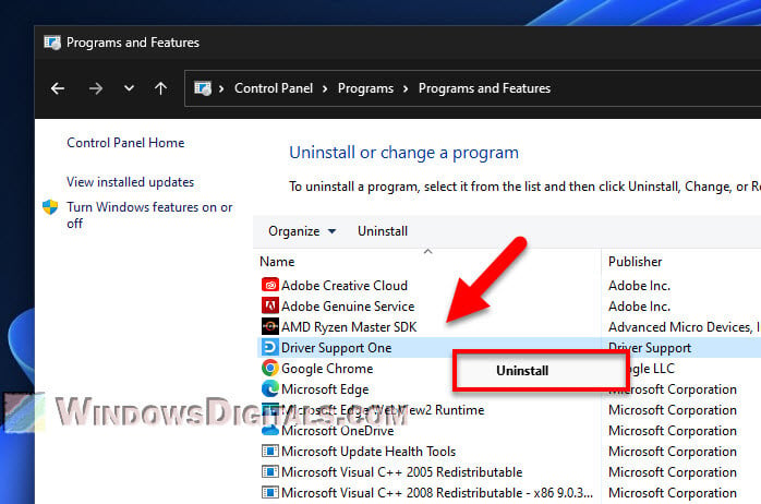 Remove Driver Support One Windows 11 10