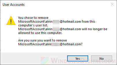 Windows user accounts remove warning