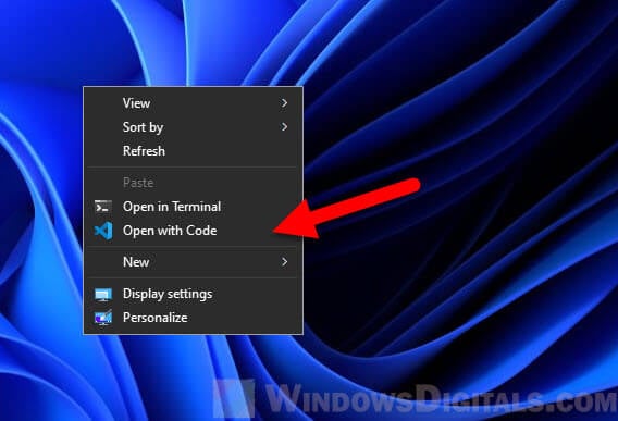 Remove Open with code context menu