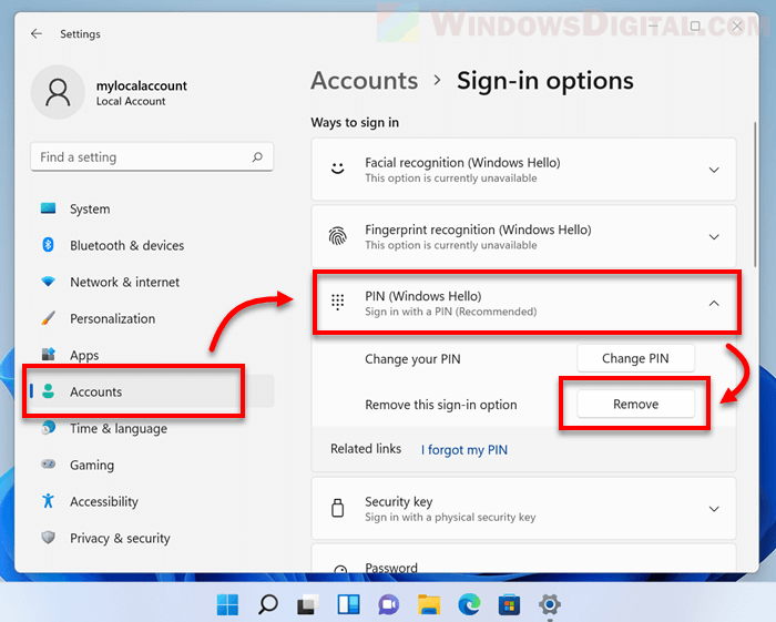 Remove PIN Login From Windows 11