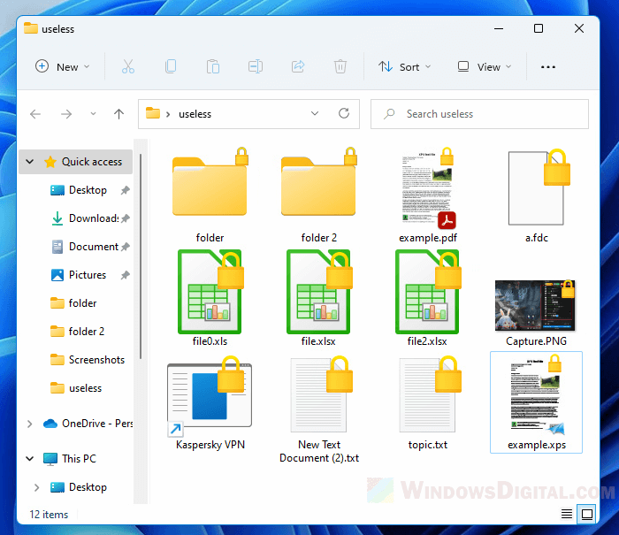 Remove Padlock Lock Icon From Files in Windows 11