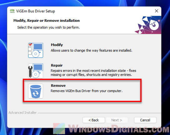 Remove ViGEm Bus Driver from Windows 11