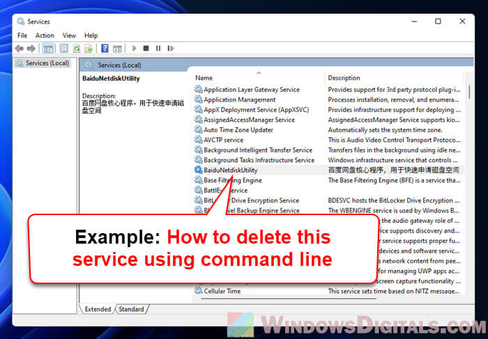 Remove Windows 11 Service in Command Prompt
