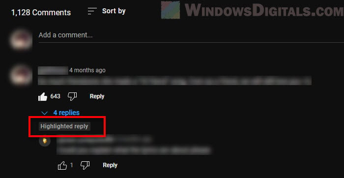 Remove highlighted comment or reply on YouTube