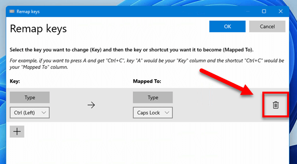 Remove key swapping Windows 11