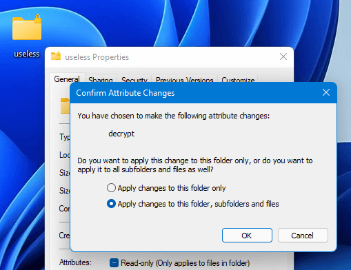 Remove padlock from file icon Windows 11