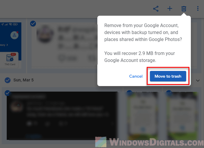 Remove screenshots from Google Photos Android