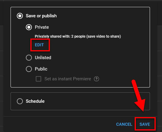 Remove user permission private YouTube video