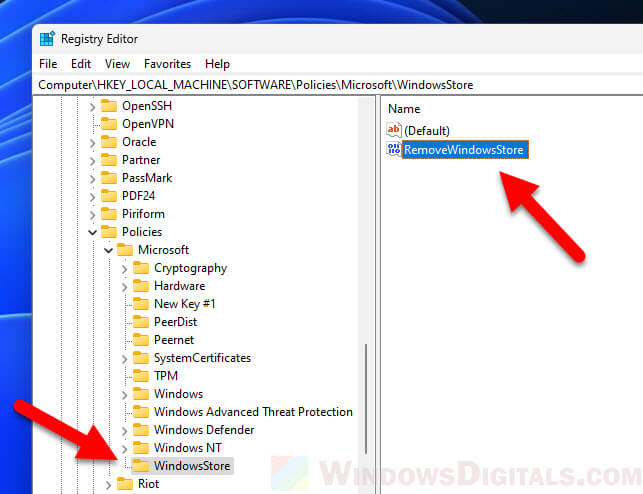 RemoveWindowsStore Registry Windows 11