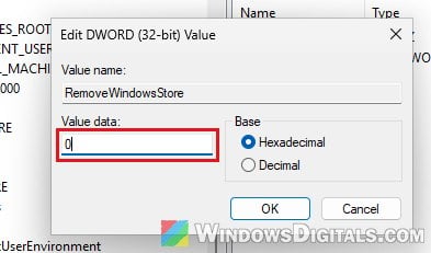 RemoveWindowsStore registry value Microsoft Store Windows 11