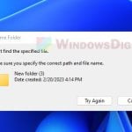 Rename Folder Can't find the specified file Windows 11