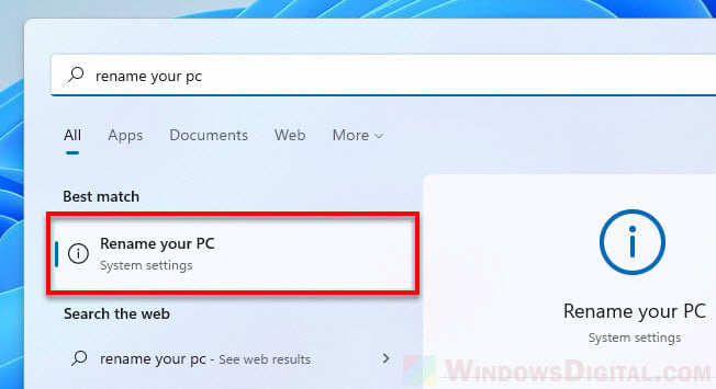 Rename your PC Windows 11