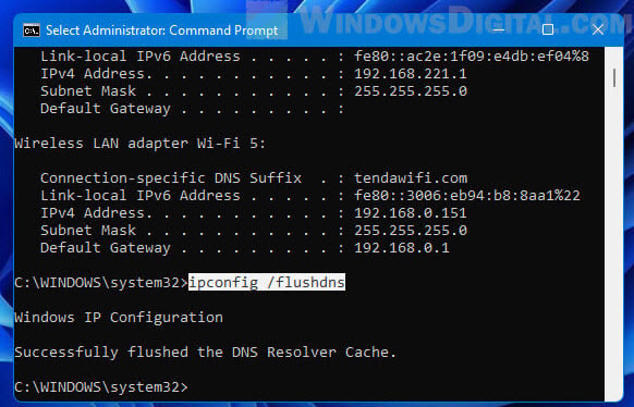 Renew IP Flush DNS Windows 11