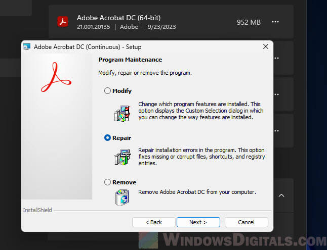 Repair Adobe Software Installation