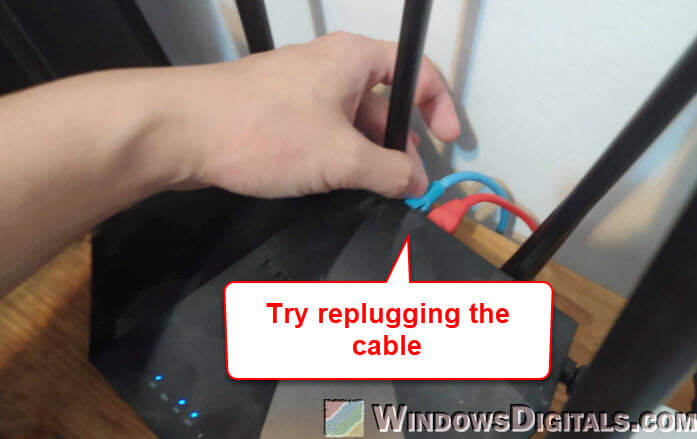 Replugging LAN cable on Router Modem