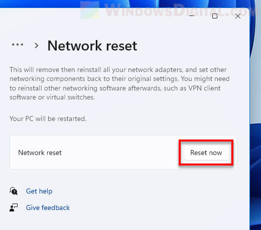 Reset Network in Windows 11