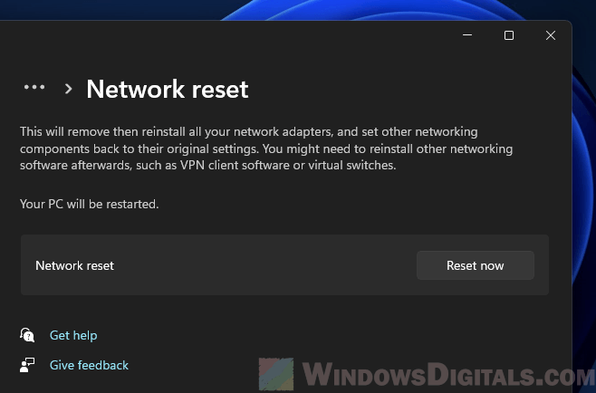 Reset Network in Windows 11