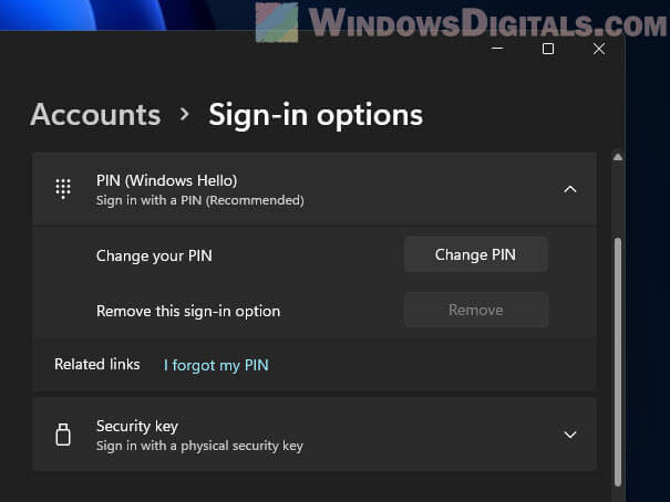 Reset PIN to resolve Challenge Phrase issue in Windows 11